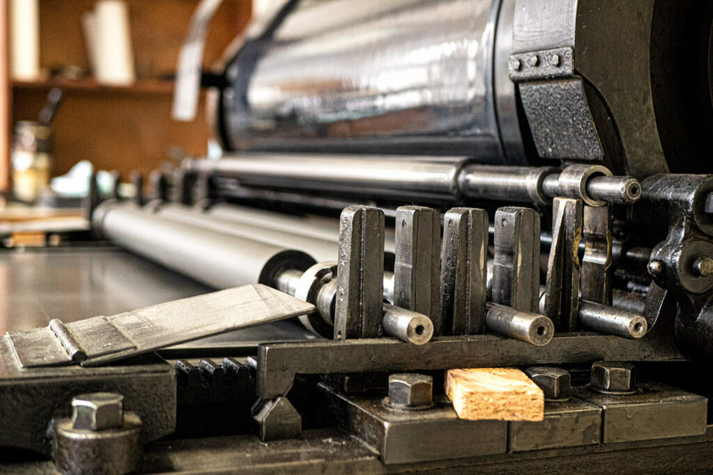 Detail from the Collotype printing press.